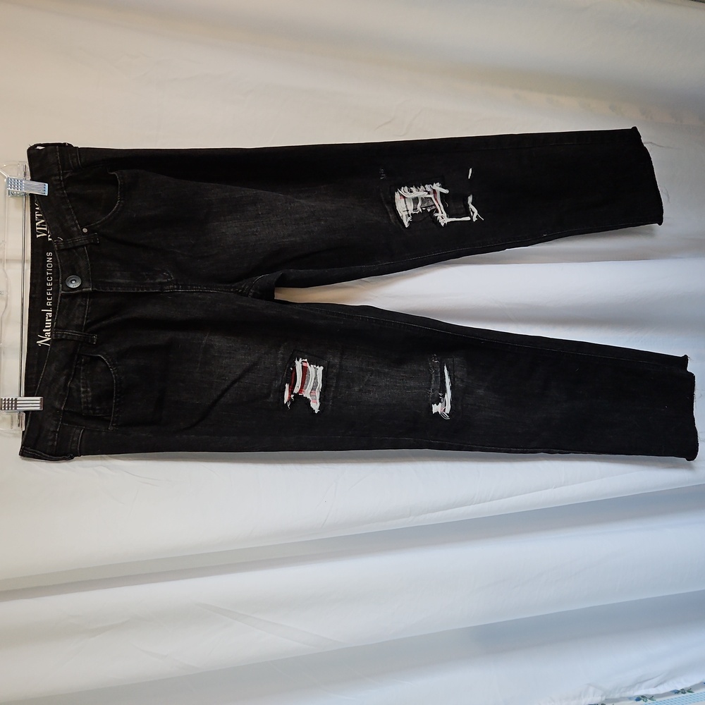 Natural Reflections Vintage Reunion Black Distressed Raw Hem Jeans - Size 10